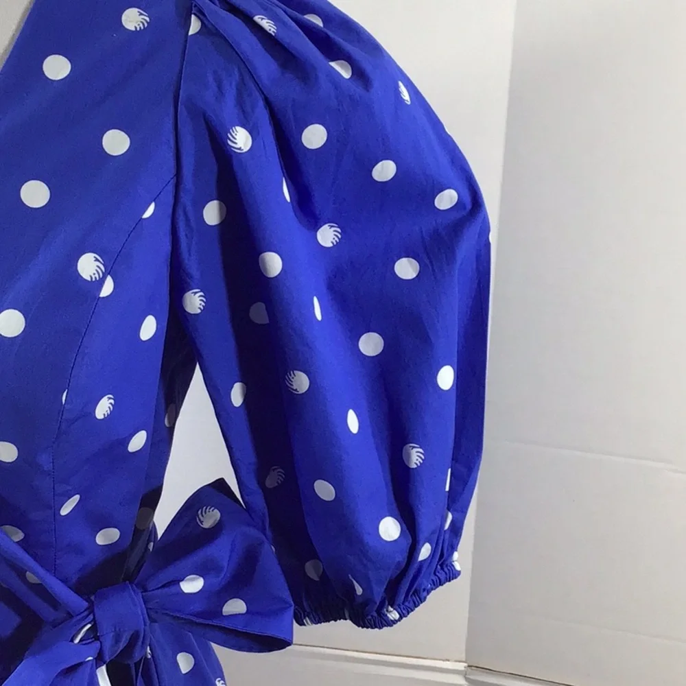 Lilly Pulitzer Kara blue polka dot wrap top 4 NWT - Picture 4 of 12